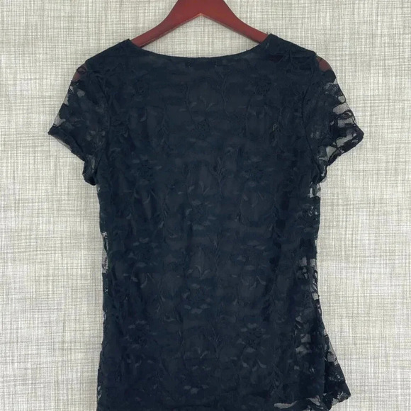 Isaac Mizrahi Lace Blouse Womens M Black NWT 2325 - Picture 7 of 9
